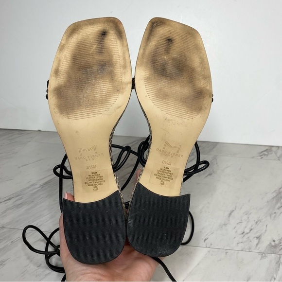 Marc Fisher Jacinda Lace Up Snake Heeled Sandal 8.5 M - Picture 12 of 13